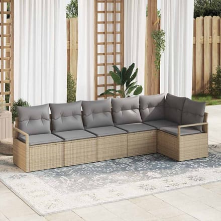 vidaXL Bankstel 6 st Beige poly rattan