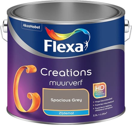 Flexa - Creations Muurverf Zijdemat - Spacious Grey - Mengverf - 2,5 L