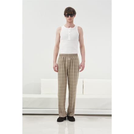 Geruite Rechte Broek met Elastiche Taille