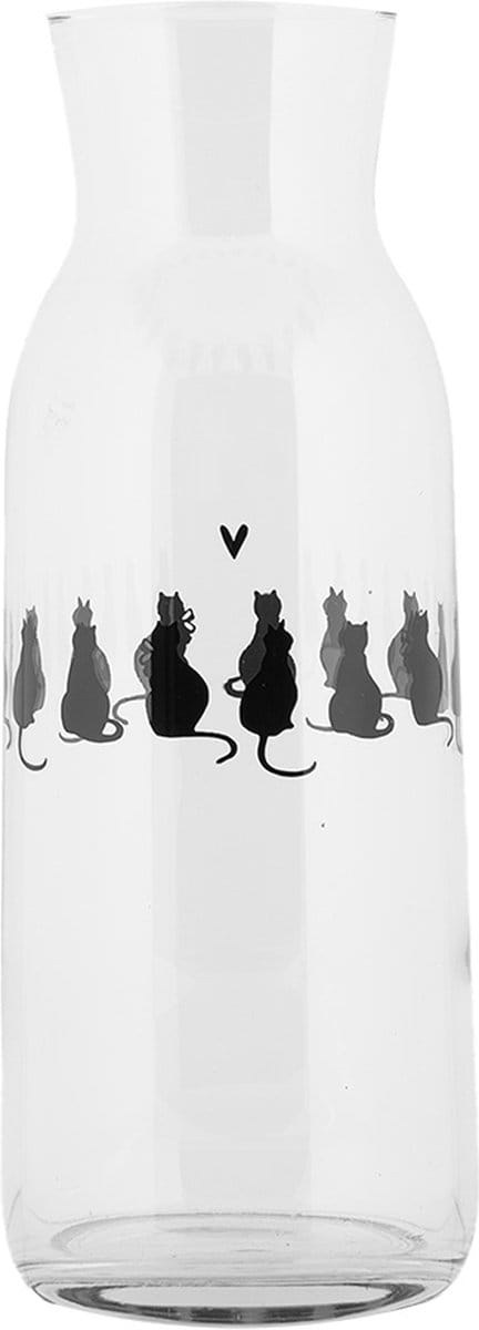 Clayre & Eef Karaf 1000 ml Transparant Glas Katten