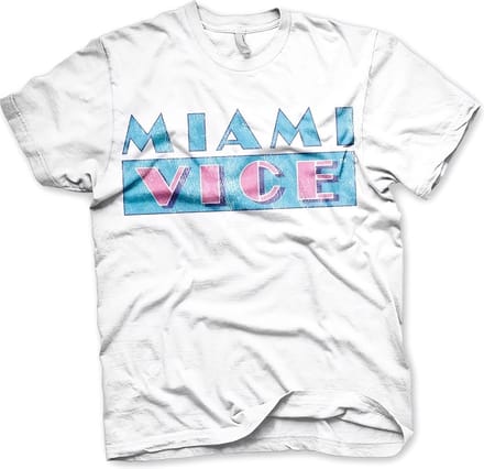 Miami Vice T-shirt met verweerd logo, witite