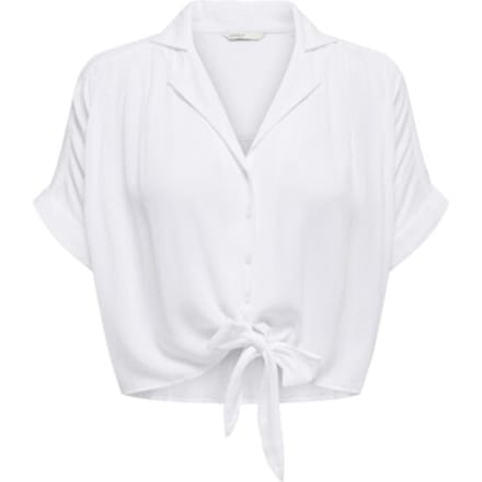 Only witte dames blouse   Revers kraag   Regular fit   Structuur patroon   Knoopsluiting   Duurzaam   Korte mouw Wit M