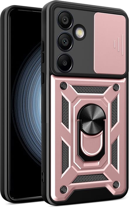 MobyDefend Hoesje - Geschikt voor Samsung Galaxy S24 FE - Pantsercase Met Draaibare Ring - Rosé