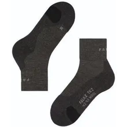 FALKE TK2 Wool Short anti-blaar dik wol functioneel materiaal wandelsokken heren grijs - maat 46-48