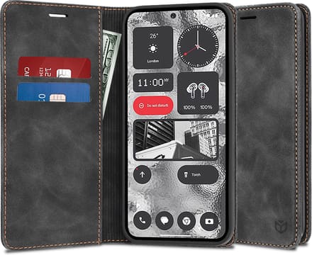 Hoesje geschikt voor Nothing Phone (2) - Techsuit Confy Book Wallet Case - Zwart