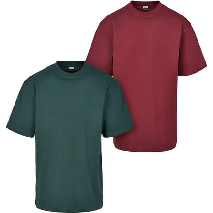 Urban Classics - Tall 2pack Heren Tshirt - M - Rood/Groen
