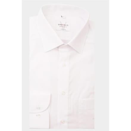 MARVELIS modern fit overhemd - wit - Strijkvrij - Boordmaat: 39 (EU maat: M)