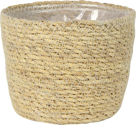 Ter Steege Plantenmand - zeegras - rotan - beige - 15 x 12 cm - plastic binnenkant