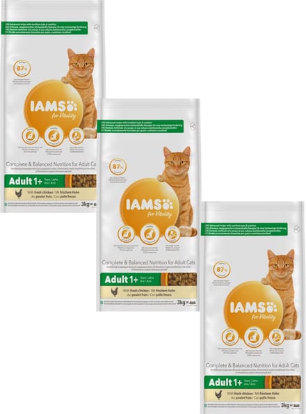 Iams Cat Adult Kip - Kattenvoer - 3 x 3 kg