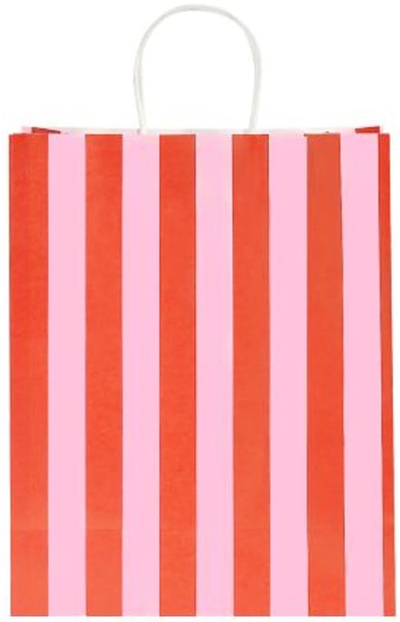 Draagtas papier 15x8x21cm Rood Roze streep 50 stuks