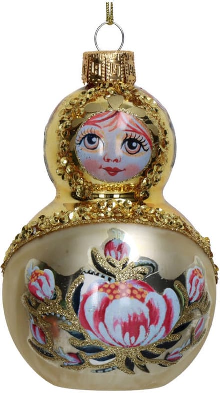 HD Collection Glazen kerstornament kerst hanger Babuska Matrroushka 7 x 11 cm