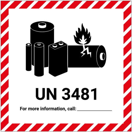 UN 3481 batterij sticker | 15 x 15 cm