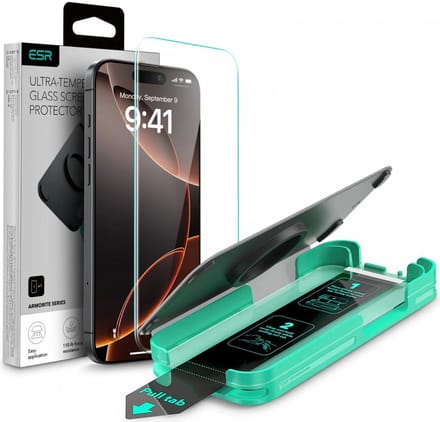 ESR Armorite Screen Protector Geschikt voor Apple iPhone 16 Pro - 9H Tempered Glass - Case Friendly - Flawless Fit Tray - Gemakkelijke Installatie