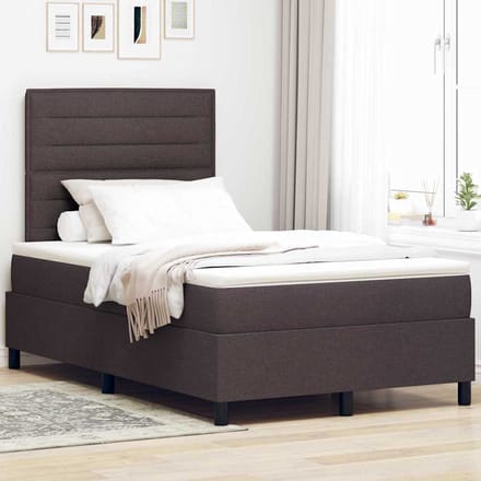 vidaXL - Boxspring - bed - met - matras - met - LED - Donkerbruin - 120 - x - 200 - cm - Stof