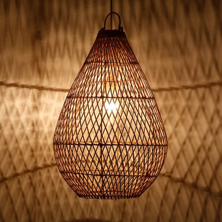 Hanglamp – Rotan – Eettafel – Boho stijl – Woonkamer – Plafondlamp