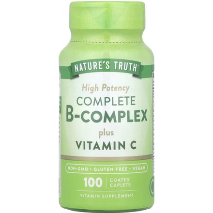 Nature's Truth, Complexe complet de vitamines B et C, haute puissance, 100 comprimés enrobés