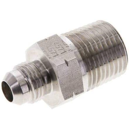 JIC  Dubbele Nippel UNF 9/16''-18 X 1/2'' NPT RVS 210bar