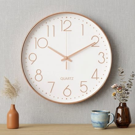 Livatto Wandklok Stil Quartz 30 cm Roze Goud Modern Minimalistisch Design