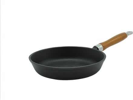 Gietijzeren Koekenpan met Emaille Coating en Houten Steel, 28 cm