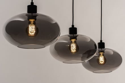 Lumidora Hanglamp 31041 - OSLO - 3 Lichts - E27 - Zwart - Grijs - Metaal
