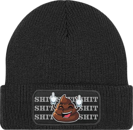 Muts met tekst - Zwart - 100% Soft-Touch acrylic - Shit