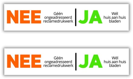 Nee Ja Brievenbus stickers - 14x3cm - set van 2 - Nee ja stickers - UV en waterproof - Wit