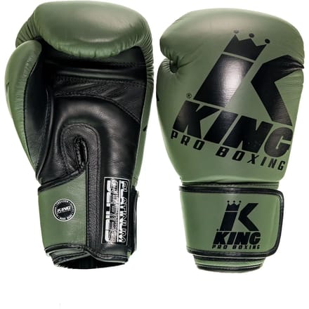 King Pro Boxing Bokshandschoenen - Platinum 3 - Echt leer - Groen / Zwart 16 oz
