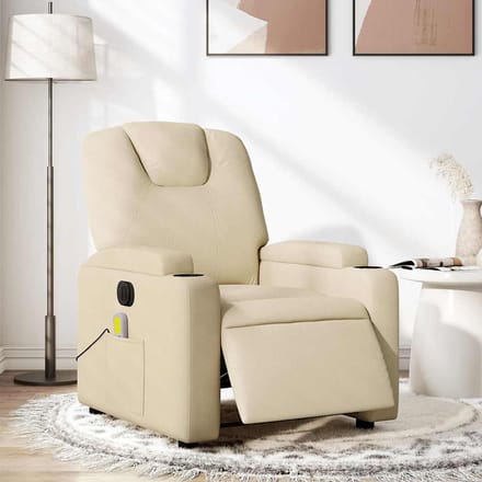 vidaXL - Massagestoel - elektrisch - verstelbaar - stof - crèmekleurig