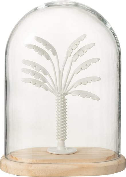 J-Line Decoratieve stolp Palmboom - glas/metaal - wit/naturel - small