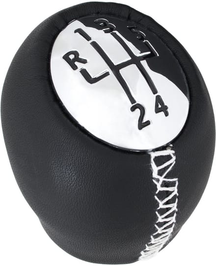 Modecar - Versnellingspook Knop - 5 Versnellingen - Zwart Leer - Chroom