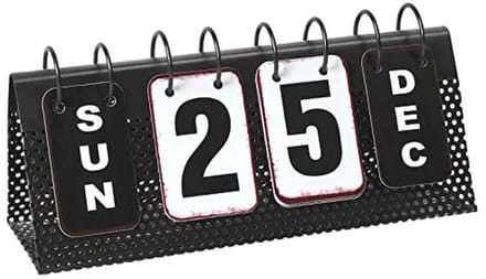 Vintage Staande Flip Kalender - Eeuwigdurende Bureaukalender met Groot Display (Zwart-Wit)