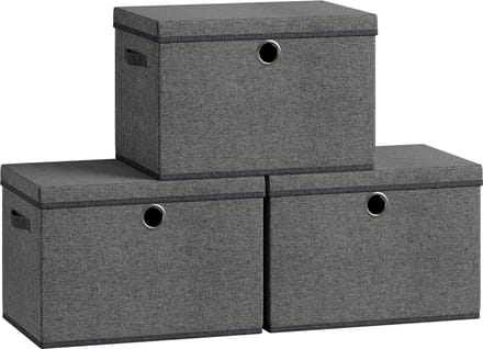 SONGMICS - Opbergbox - Opbergdoos - 3er-Set - Opbergboxen Stapelbaar - Met Handgrepen - Set Van 3