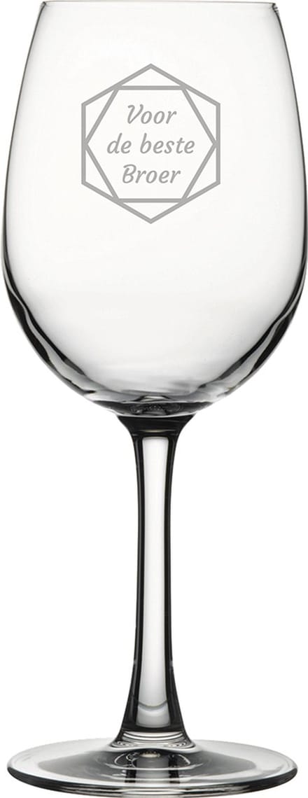 Gegraveerde witte wijnglas 36cl voor de beste Broer in hexagon