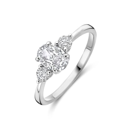 Gerhodineerd Zilver Ring Trilogie Met Zirkonia 7 X 5 Mm 1338911