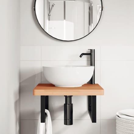 vidaXL - Badkamer - wandschap - staal - en - massief - beukenhout