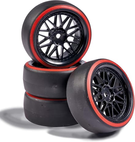 Set van 4 Driftbanden voor 1:10 RC Auto's - Zwart/Rood