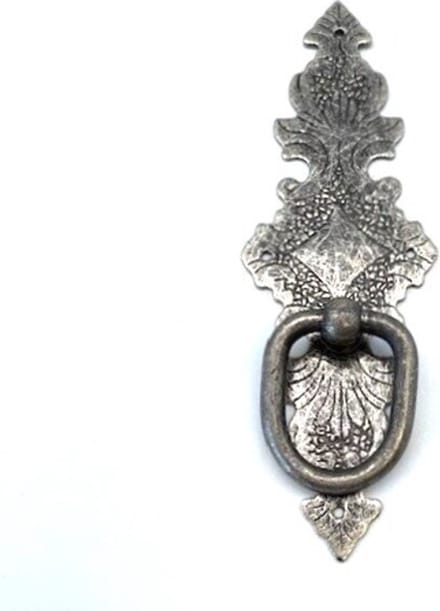 Deurgreep antiek Zilver verticaal 129x43mm