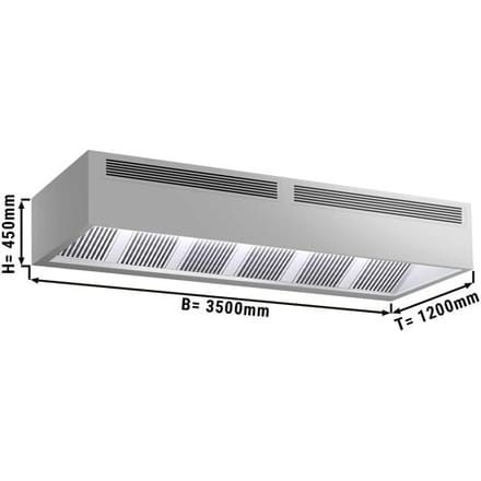 GGM Gastro Induktions-Kastenhaube - 3500mm - ohne Motor - mit Filter
