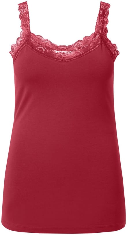 MIAMODA - Dames - Top slim fit jersey kant - Fluweelrood - Maat 50