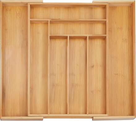 bestekbak uitschuifbaar - 32,5 - 52 cm - bamboe - bestek organizer keukenlade
