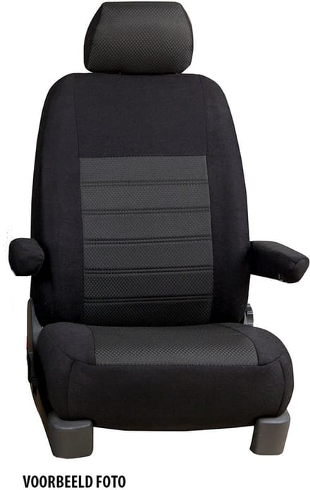 Pasvorm stoelhoezen Ford Transit / E-Transit 2014-heden (geschikt voor 2 stoelen) - Stof zwart