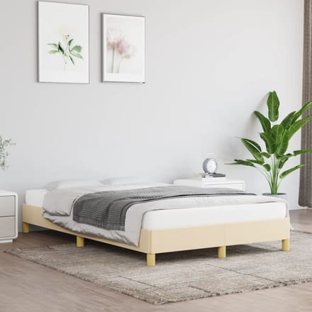 vidaXL - Bedframe - zonder - matras - 120x200 - cm - stof - crèmekleurig