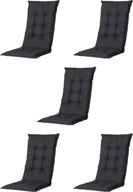 Madison - Tuinkussen - Universeel - Lage Rug - 5 st. - Basic Black - 105x46cm - Zwart - Tuinstoelkussens - Standenstoel