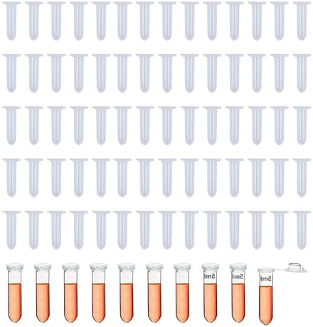 80 Stuks Microcentrifuge Tubes 5 ml Transparant Plastic Testbuizen voor Monsteropslag met Snap Cap