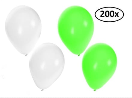 Ballonnen helium 200x groen en wit