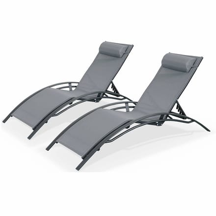 sweeek - Set van 2 aluminium en textileen ligbedden - louisa