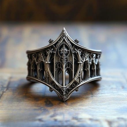 Klassieke Gotische Vintage Ring, Mode Creatief Vakantiecadeau Kasteel Persoonlijkheidsring gray