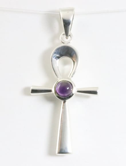 Fijne zilveren ankh hanger met amethist