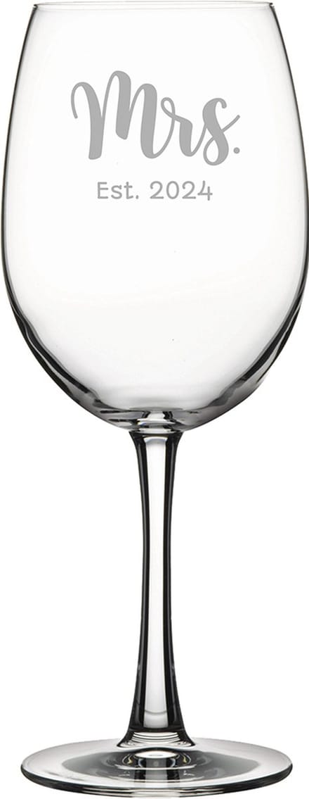 Gegraveerde rode wijnglas 58cl Mrs. Est. 2024