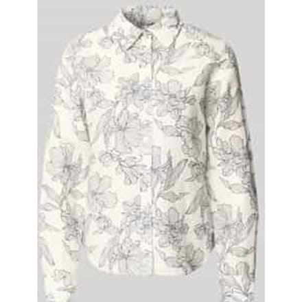 regular fit blouse van mix van katoen en linnen
